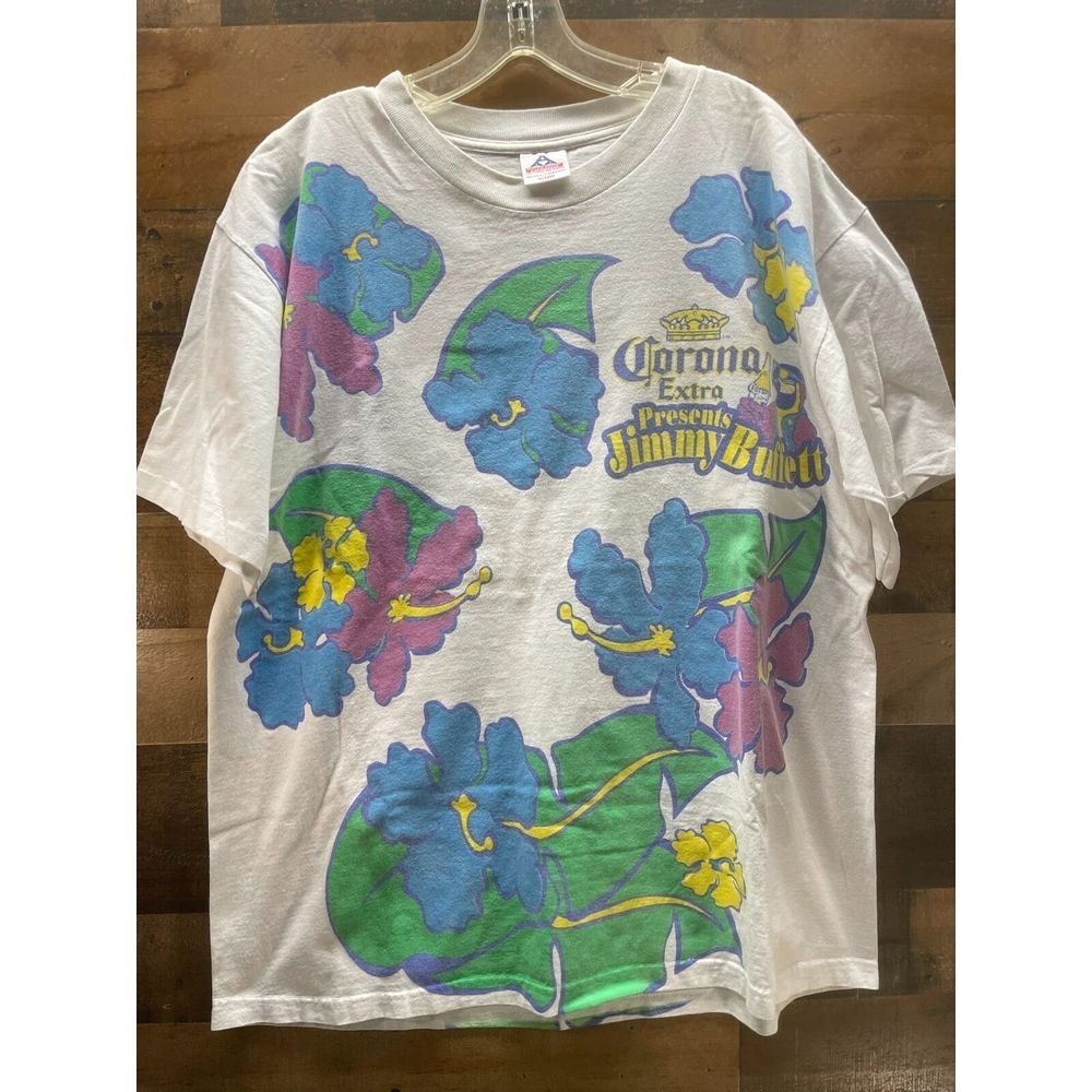 Vintage Corona Extra Presents Jimmy Buffett AOP Floral T-Shirt Size X-Large
